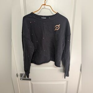 Peloton Women's Cropped Black Sweatshirt with Rose Gold Accent in size S
